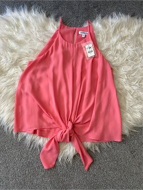 Express Coral Pink Tie-Front Halter Cami